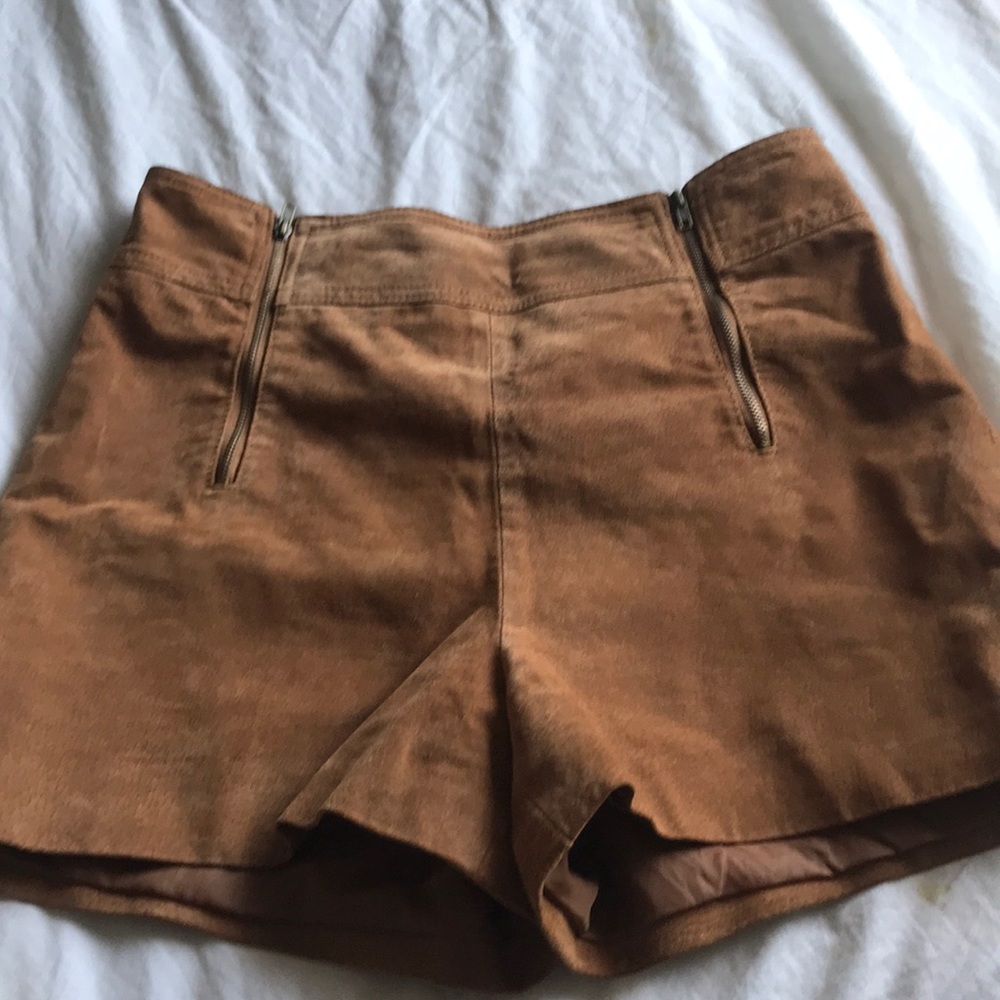 Brown suede high waisted shorts